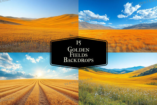Golden Fields Backdrops | Rolling Hills | Rural Landscapes | Nature Scenery | Sunny Meadows | Digital Backgrounds