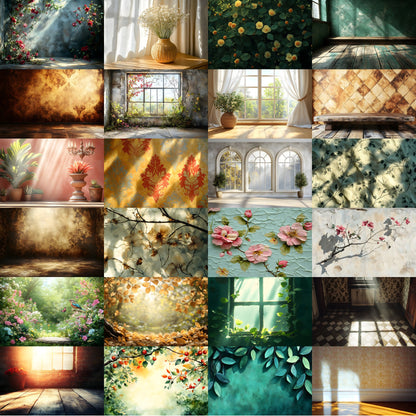 Vintage Sunlit Room Digital Backdrop, Wallpaper Backgrounds, Photography, Dreamy Photo Booth, High-Res Images