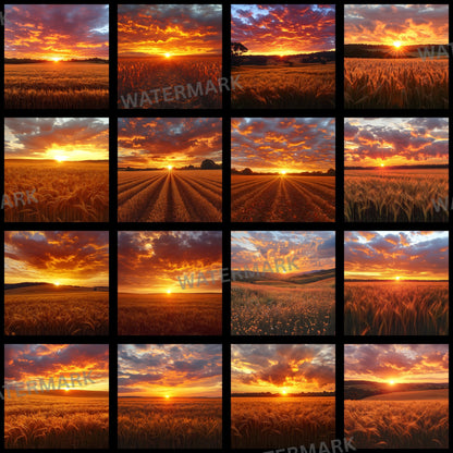 Warm Sunset Photography Backdrop, Golden Hour Digital Background for Portraits, Square Format Photo Booth Prop, Dreamy Sky Photography Resource