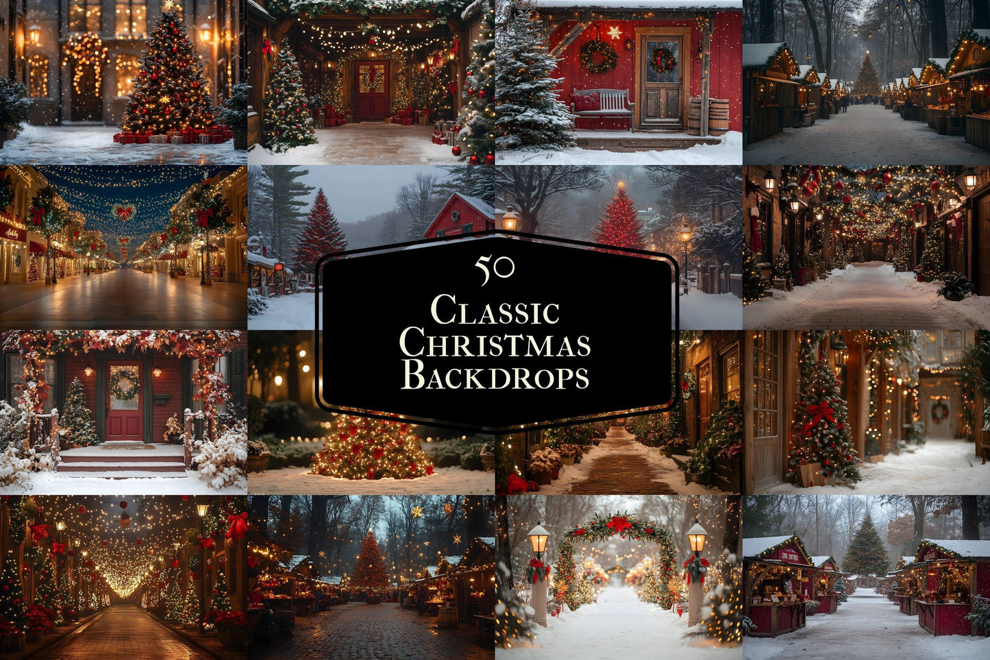 Classic Christmas Backdrops, Digital Backdrop, Santa Christmas Backdrop For Kids Family, Festive Digital Download Christmas Background