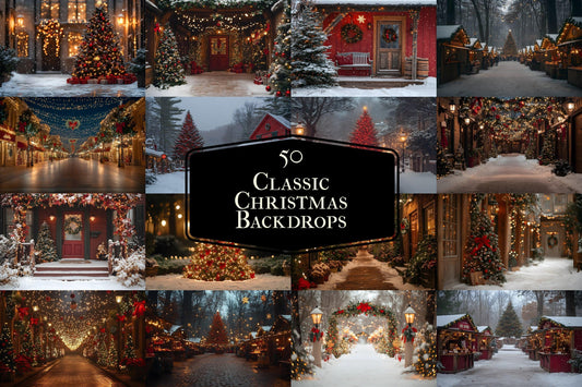 Classic Christmas Backdrops, Digital Backdrop, Santa Christmas Backdrop For Kids Family, Festive Digital Download Christmas Background