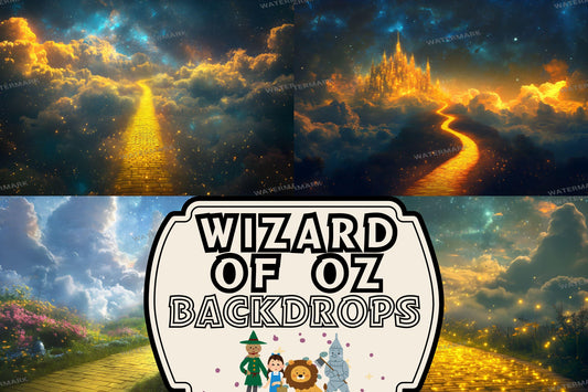 Floating Yellow Brick Road Digital Photography Backdrops - Wizard of Oz Photoshop Overlays - Kids Backgrounds - Digital Master Composites