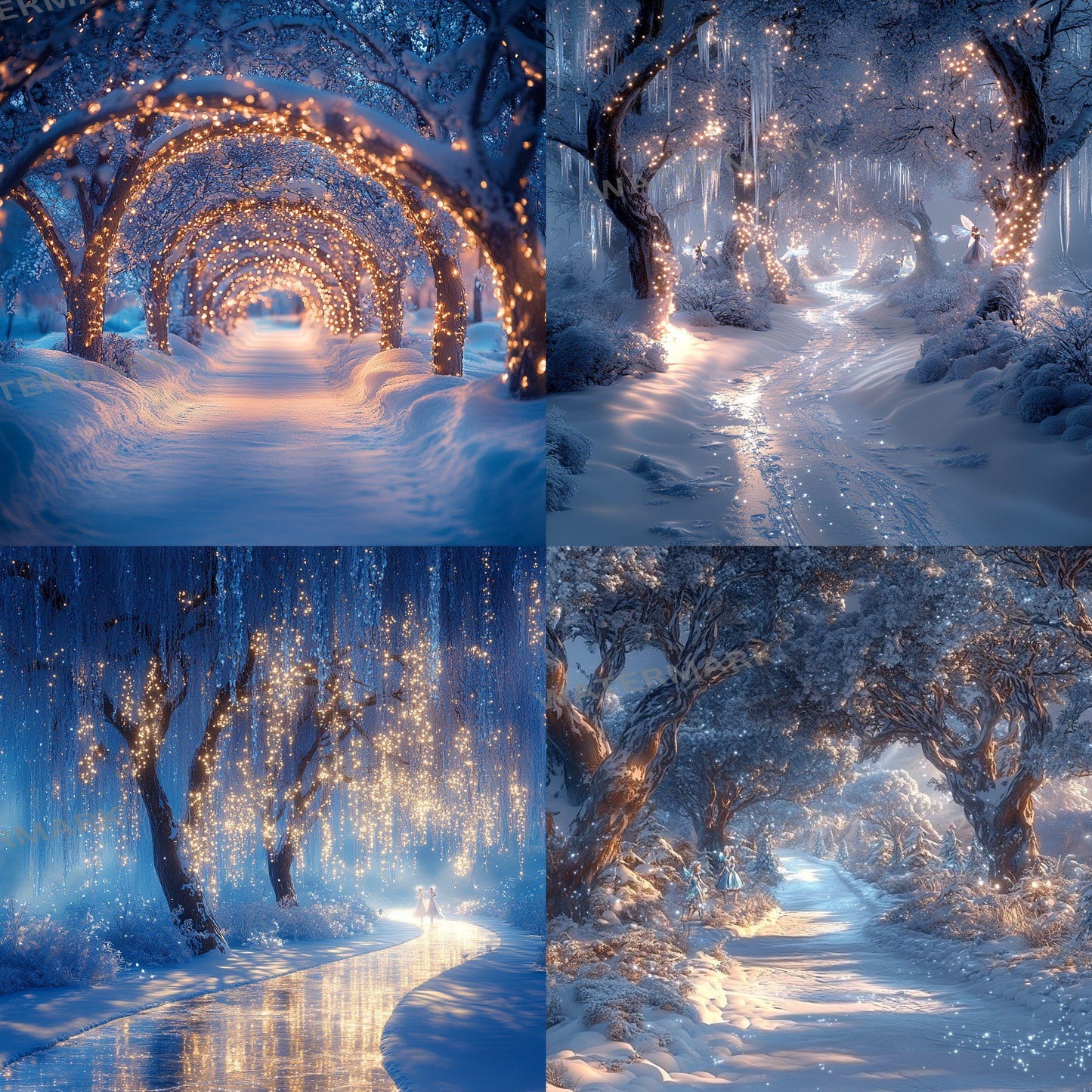 Frosty Fairy Winter Wonderland Digital Backdrops: 1Enchanted Winter Scenes, Photography Composites, Christmas, Xmas - Winter Backdrops