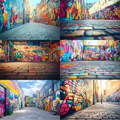 Colorful Street Art Digital Backdrop, Urban Graffiti Photography Background, Photo Booth Prop, Vibrant City Scene, Artist Texture Digital Download