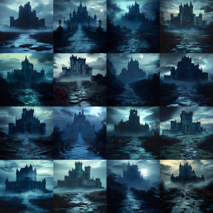 Castle Backdrops | Fantasy Castle Backgrounds | Medieval Scenes - Gothic, Halloween, Witchcraft Castle Backgrounds - Digital Backdrops