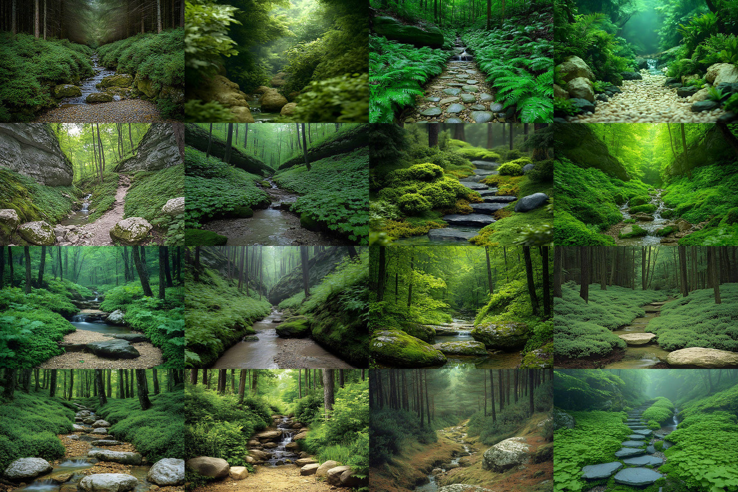 Emerald Ravine Forest Backdrops - Woodland Backgrounds, Lush Green Trees, Nature - Perfect for Photoshop Composites Master Overlays
