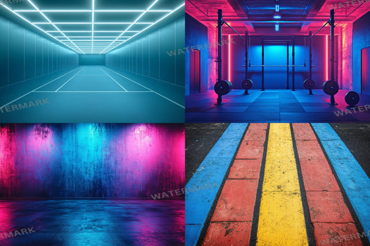 Crossfit Studio Backdrops, Modern Fitness Gym Interiors, Industrial Workout Spaces, Athletic Training Digital Backgrounds
