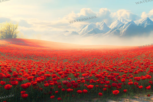 Wizard of Oz Poppy Field Backdrops ��������� Dreamy Red Floral Backgrounds for Photoshop, Fantasy Photography & Fairytale Photo Editing