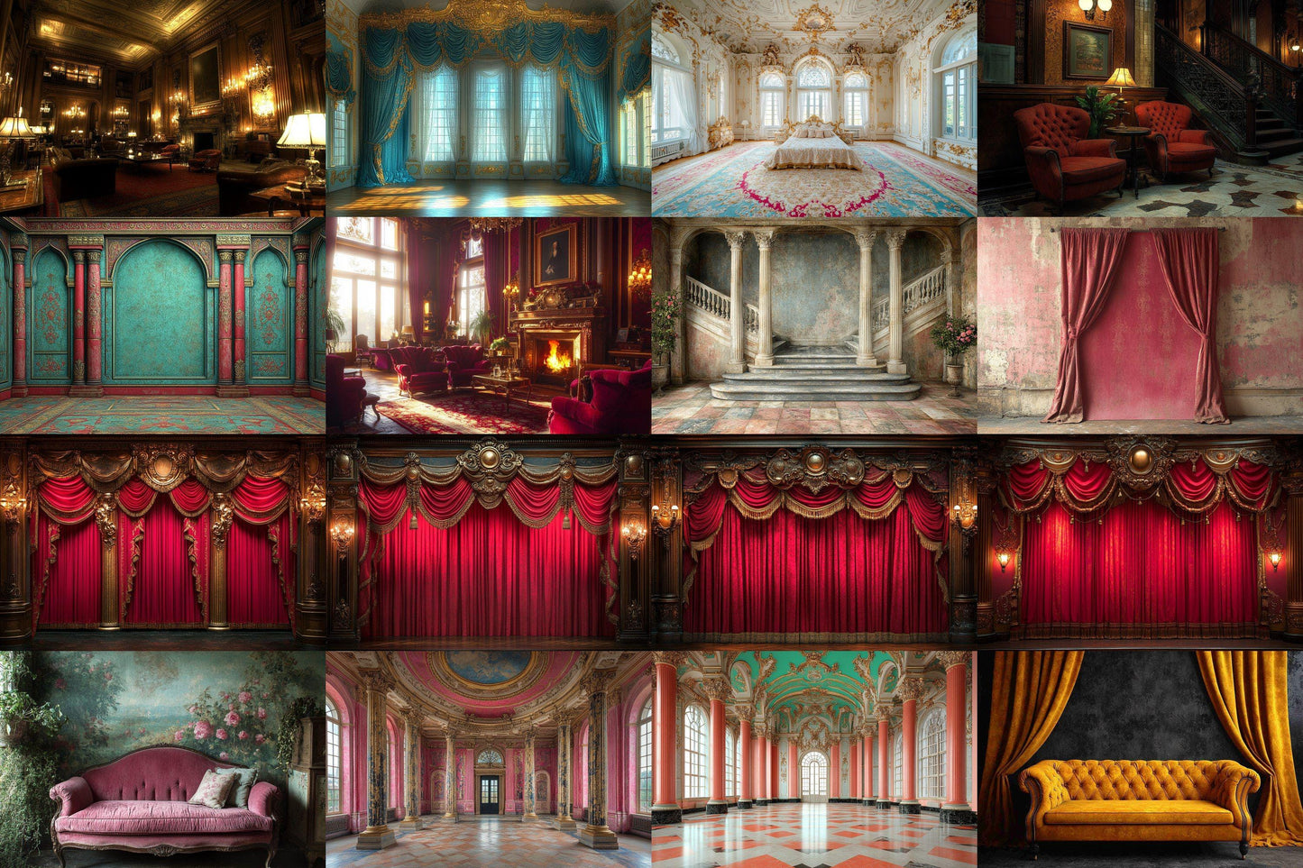 Baroque Digital Backdrops Props: Artful & Premium Backdrops, Large Photography Backdrops, Backdrops Overlays. Photography Backgrounds