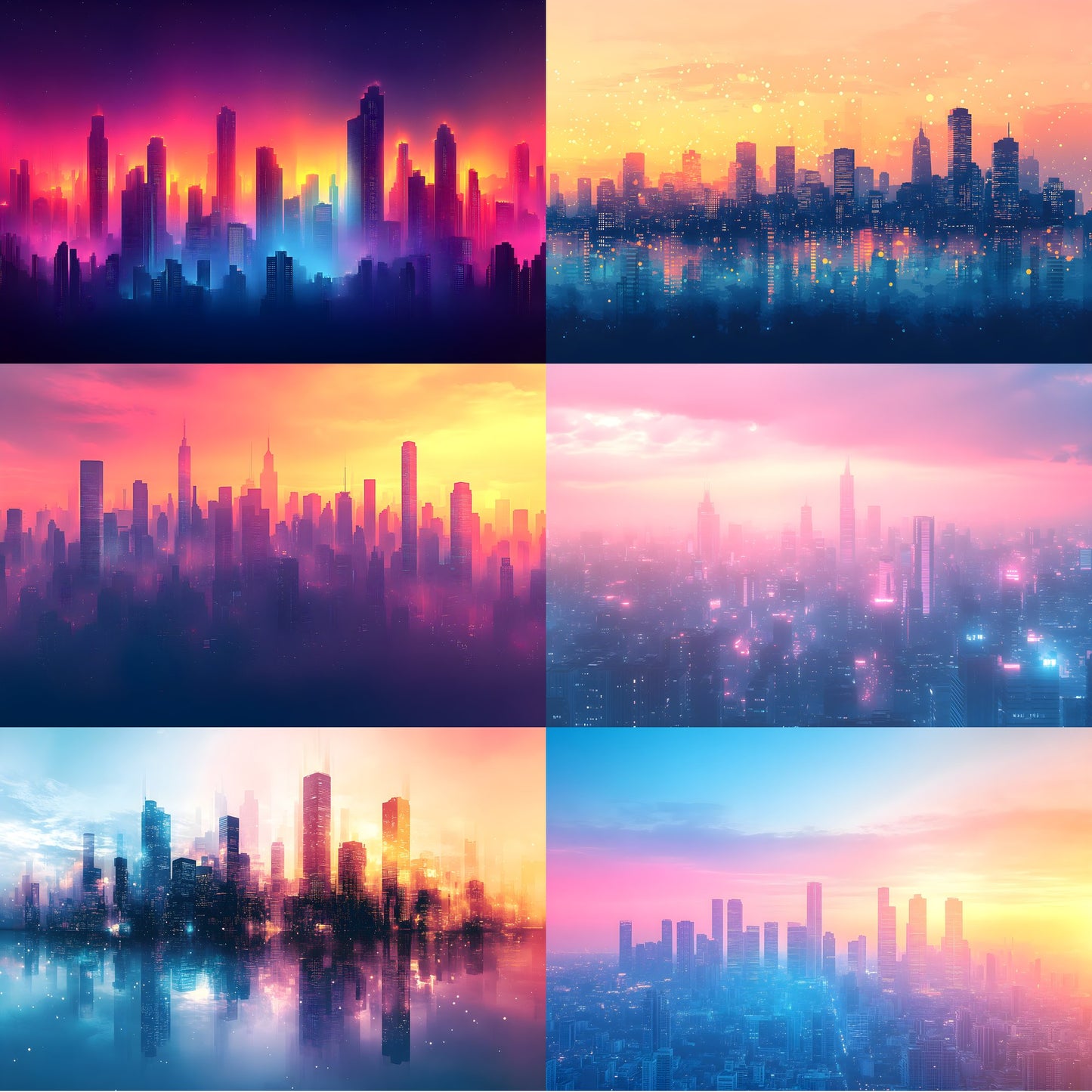 Abstract Cityscape Digital Backdrop Bundle, Skyline Photography Backgrounds for Composites, Urban Fantasy Photo Overlays, Images