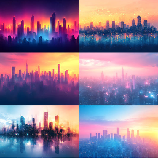 Abstract Cityscape Digital Backdrop Bundle, Skyline Photography Backgrounds for Composites, Urban Fantasy Photo Overlays, Images