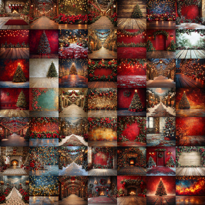 Christmas Backdrop, Digital Backdrop, Santa Christmas Backdrop For Kids Family, Festive Digital Download Christmas Background