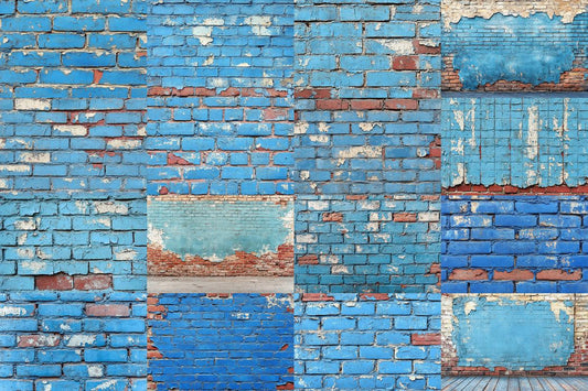 Weathered Blue Brick Backdrops for Digital Art  Photography - 00x00px PNGs - Warm  Inviting Aesthetic - Commercial Use Allowed