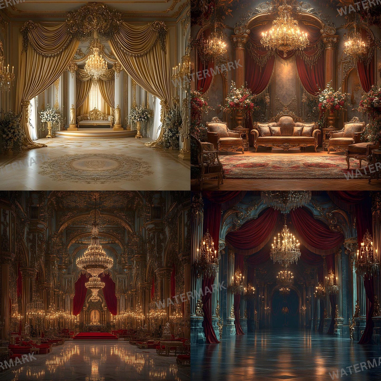 Opulent Regal Backdrops | Digital Backdrops for Portraits, Luxurious Photoshop Overlays, Fine Art Textures, Photo Backgrounds, Regal Room