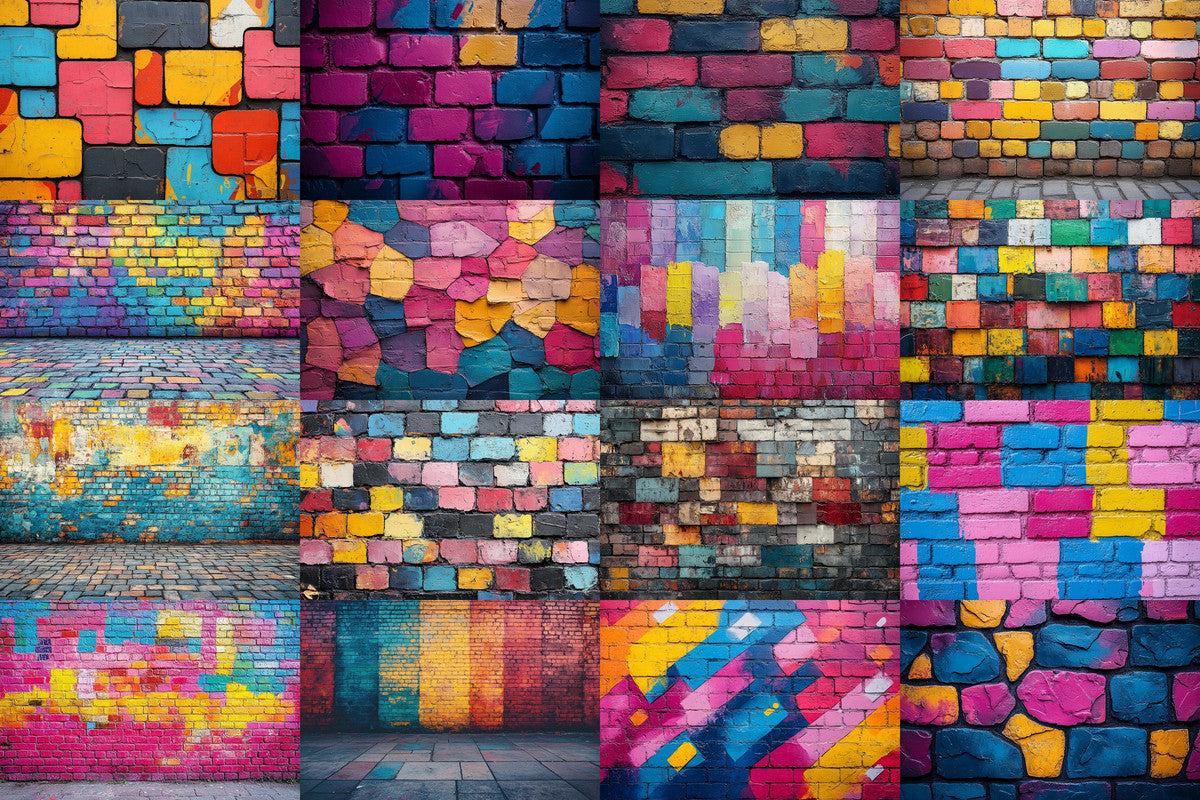 Urban Graffiti Wall Backdrops for Photography - Warm Inviting Digital PNGs 00x00px - Ideal for Artists  Designers