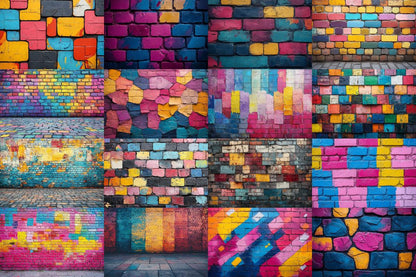 Urban Graffiti Wall Backdrops for Photography - Warm Inviting Digital PNGs 00x00px - Ideal for Artists  Designers