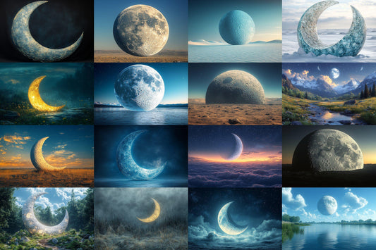 Crescent Moon Backdrop: 8PNGs for Fantasy Sky Photo Editing, Celestial Photography Props, Mystical Night Digital Backdrops