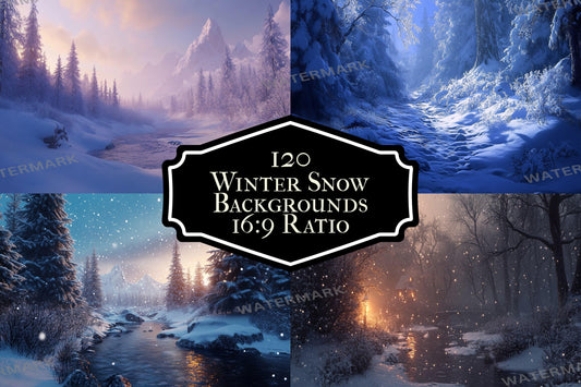 Winter Snow TV wallpaper, 16:9 ratio. Snow-covered landscape with frosty trees, perfect for streaming backgrounds or photography backdrops