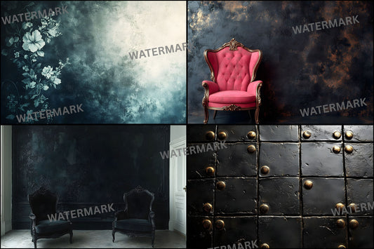 Vintage Black Textured Wall Digital Backdrop, Dark Photography Background for Portrait, Fine Art Photography