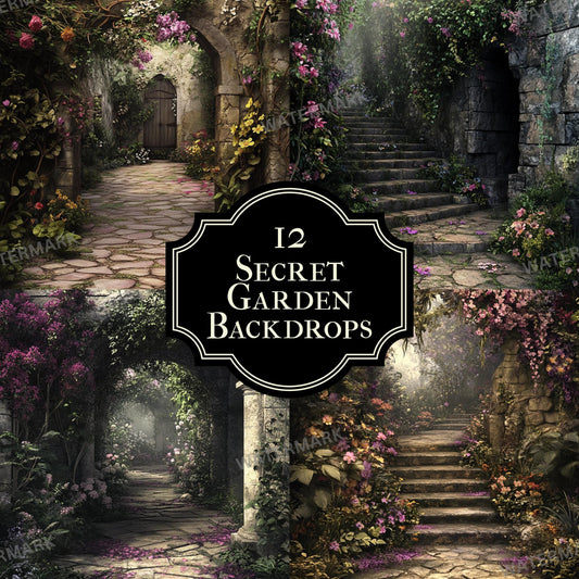 Secret Garden Digital Background, Forest Tree, Digital Backdrop, Nature, Photoshop Composite, Floral Background, Flower Garden backdrops