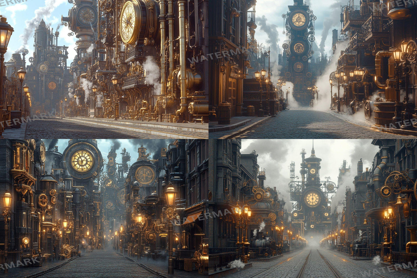 Steampunk Street Backdrops - Victorian Industrial Photography Backgrounds - Gaslamp Fantasy Cityscapes - Digital Download -Background