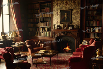 Century London Club Backdrops - 16 JPGs | Victorian Study Digital Backgrounds, Old English Library Photo Props