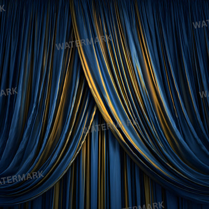 Sapphire Blue Gold Curtain Backdrop, Elegant Photography Background, Digital Download for Stunning Portraits, Wedding & Party Photo Booths, Square Image