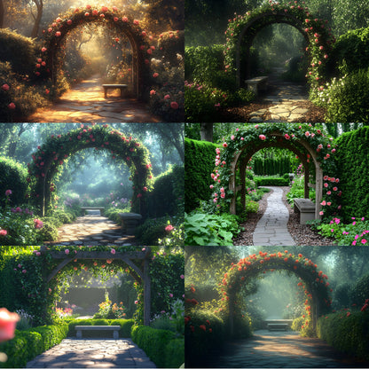 Secret Garden Arbour Digital Backdrop, Floral Arbour Background, Photography Backdrop, Wedding Arbour, Spring Garden Photo Background, Landscape