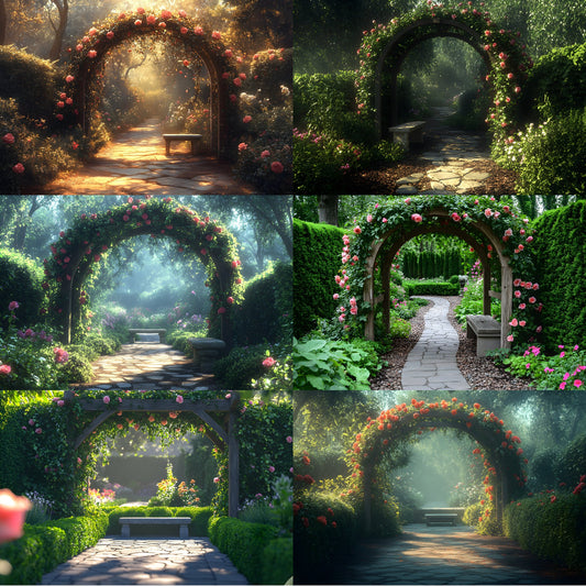 Secret Garden Arbour Digital Backdrop, Floral Arbour Background, Photography Backdrop, Wedding Arbour, Spring Garden Photo Background, Landscape
