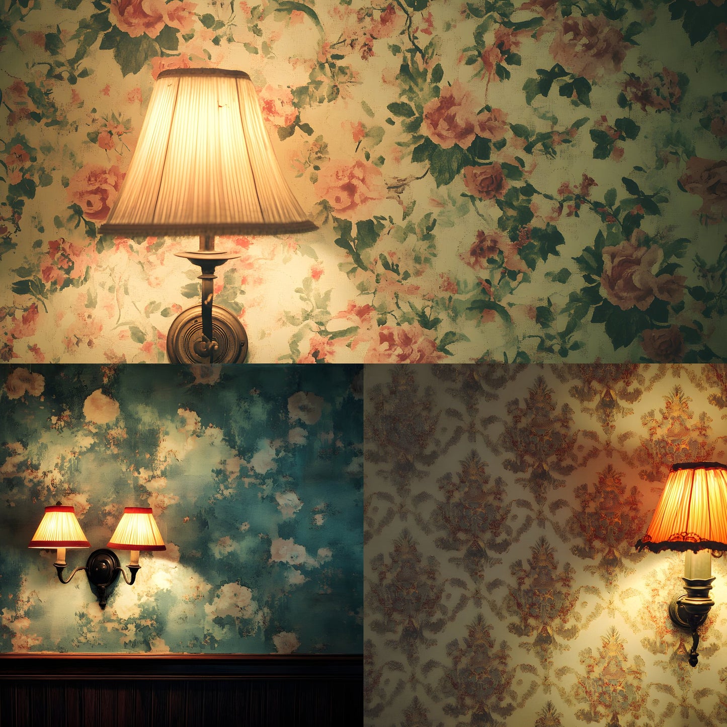 Vintage Wallpaper Room Digital Backdrop, Photography Backgrounds, Antique Interior Photo Prop, High-Res Image Download