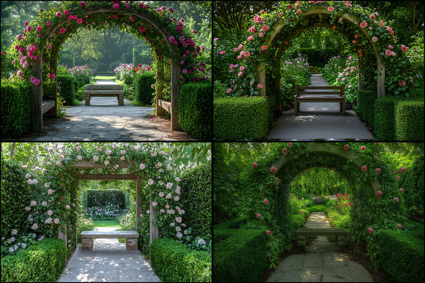 Secret Garden Arbour Digital Backdrop, Floral Arbour Background, Photography Backdrop, Wedding Arbour, Spring Garden Photo Background, Landscape