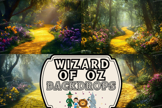 Magical Yellow Brick Road Digital Backdrop - Fantasy Forest Photography - Oz Scene Overlays - Fairytale Photo Art