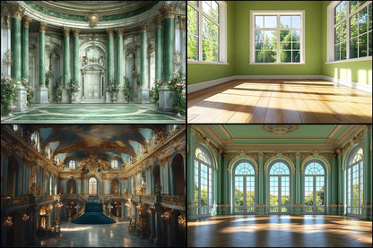 Royal Green Interior Digital Backdrop Set, Elegant Home Photography Backgrounds, for Stunning Visuals, High-Quality Images for Creative Projects