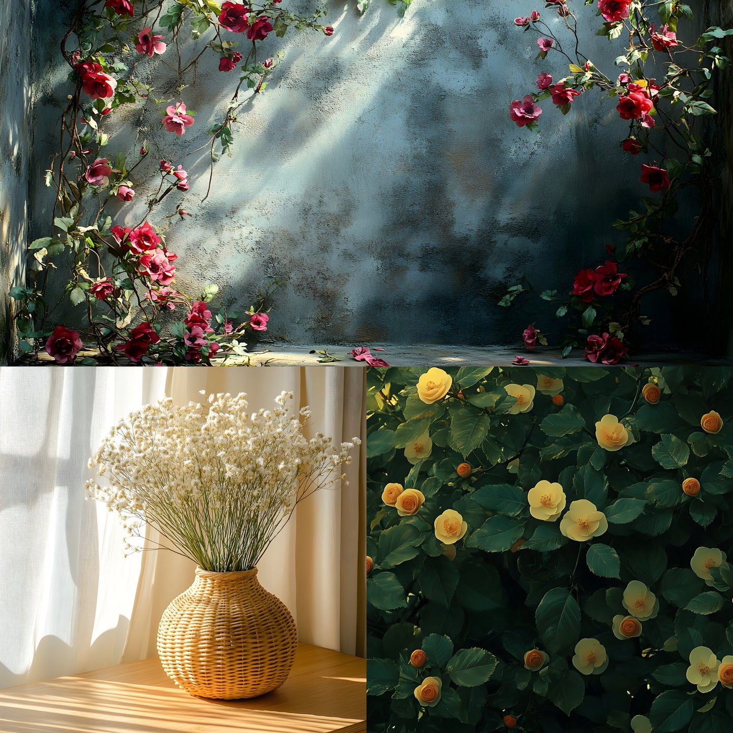 Vintage Sunlit Room Digital Backdrop, Wallpaper Backgrounds, Photography, Dreamy Photo Booth, High-Res Images
