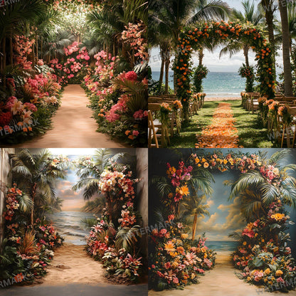Tropical Wedding Digital Backdrops, Photoshop Composites, Master Overlay Bundle, Beach Wedding Backgrounds - Tropical Destination Wedding