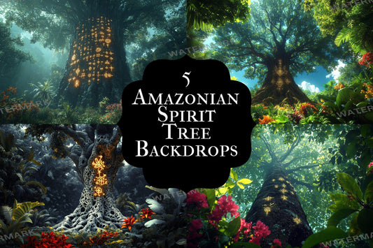 Amazonian Spirit Tree Digital Backdrops, Mystical Jungle Photography Backgrounds, Enchanted Rainforest Scenery - Magical Tree Backgrounds