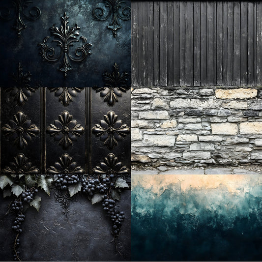 Vintage Black Textured Wall Digital Backdrop, Dark Photography Background for Portrait, Grunge Photo Booth, Moody Fine Art Texture