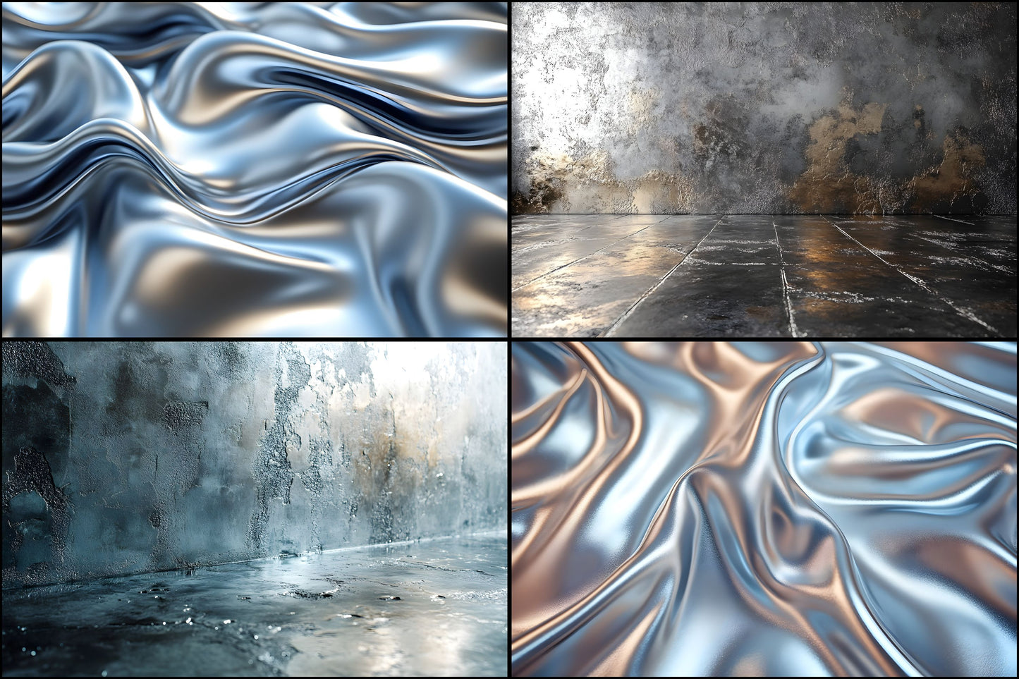 Silver Gray Photography Backdrop Bundle, Digital Backgrounds for Portraits, Fine Art Textures, Neutral Tones Photo Overlays
