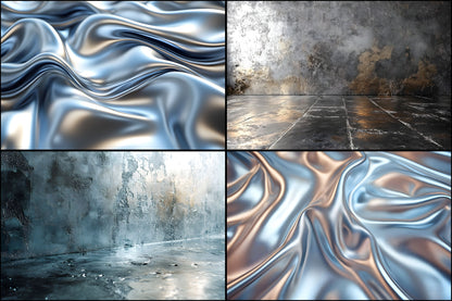 Silver Gray Photography Backdrop Bundle, Digital Backgrounds for Portraits, Fine Art Textures, Neutral Tones Photo Overlays