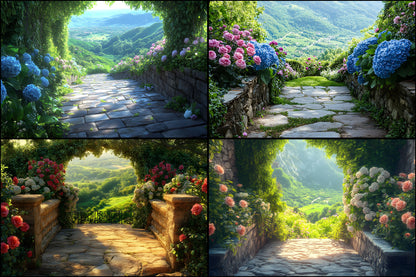 Secret Garden Digital Backdrop, Overlook Background, Fairytale Photography, Photo Booth, Fantasy Scenery, Enchanted Forest, Printable Images