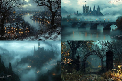 VICTORIAN LONDON BACKDROP - Night Photography Overlay for Photoshop