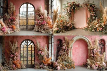 Pink Boho maternity digital backdrop room minimal arches backdrop maternity overlays, pink textures boho digital backdrop wedding studio