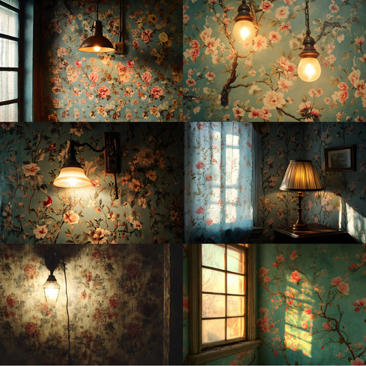 Vintage Wallpaper Room Backdrops, Photography Backgrounds, Digital Download for Portrait Photography, High-Resolution Images