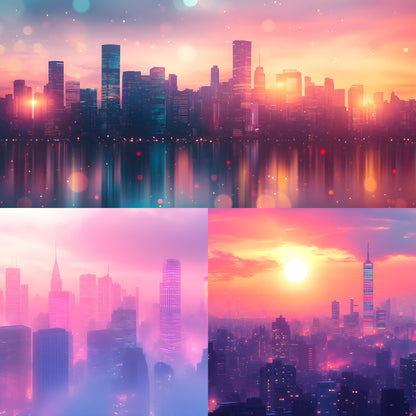Abstract Skyline Digital Backdrop, Cityscape Photography Background for Composites, Modern Urban Photo Overlay, High-Resolution Image for Photographers