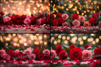 Valentine's Day Backdrop, Rose Garden Background, Digital Photography Prop, Romantic Photo Booth, Floral Portrait, Wedding Scene, Valentine