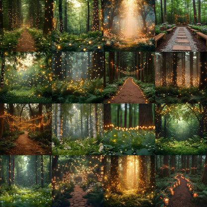 Whimsical Forest Wedding Backdrop Collection, Enchanted Digital Backgrounds for Photographers, Dreamy Photography Overlays