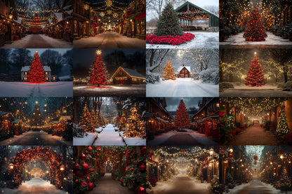 Classic Christmas Backdrops, Digital Backdrop, Santa Christmas Backdrop For Kids Family, Festive Digital Download Christmas Background