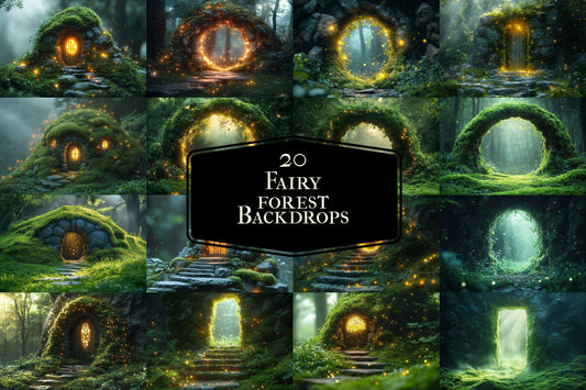 Fairy Forest Backdrops - Enchanted Woodland Scenes, Magical Doorways and Fairy Lights - Photography Master Composites - Fairy Backgrounds