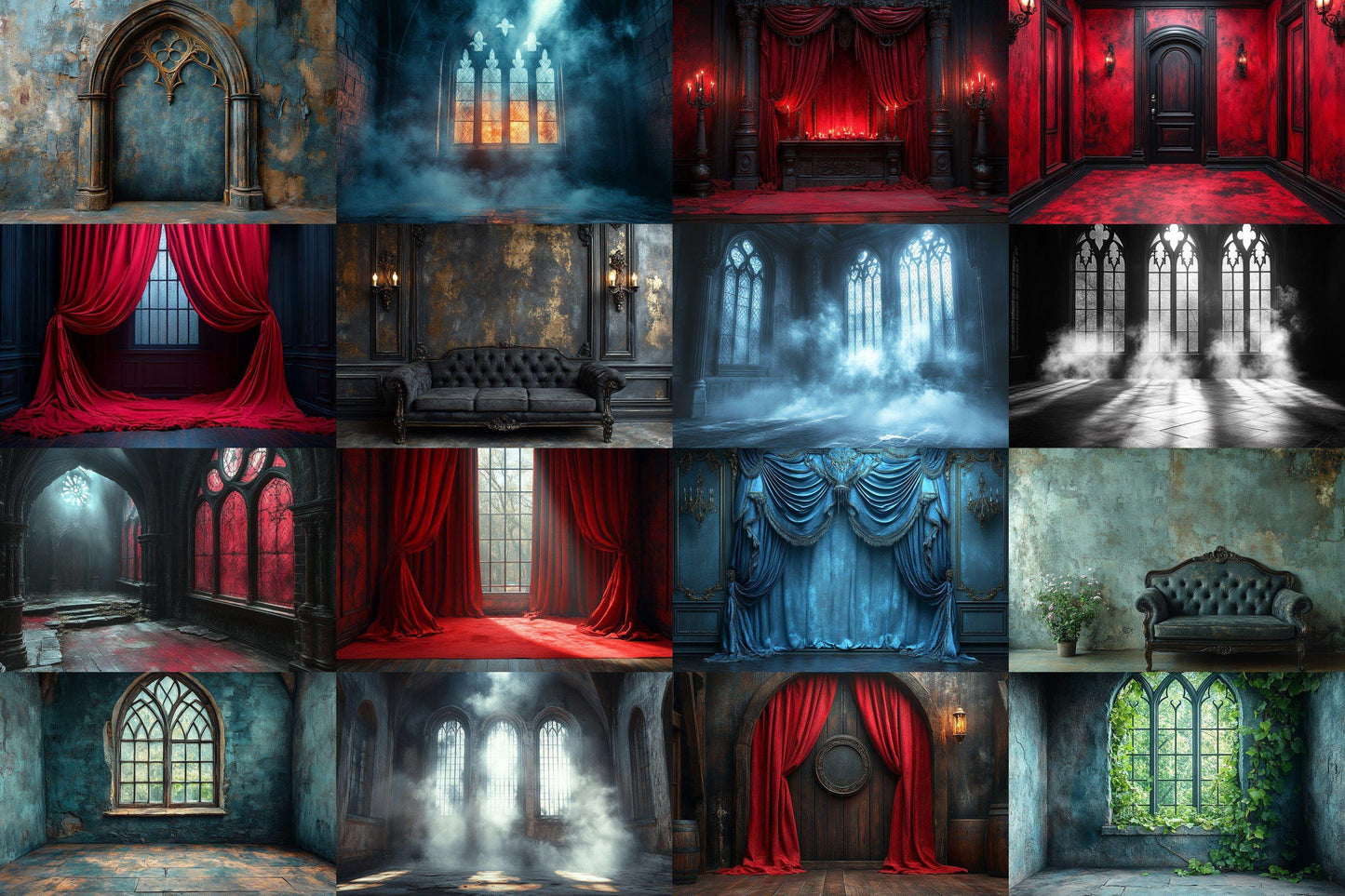 Gothic Digital Backdrops Mega Pack: Dark Fantasy Castle & Eerie Scene Backgrounds, Vampires, Halloween, Gothic - Gothic Backdrops