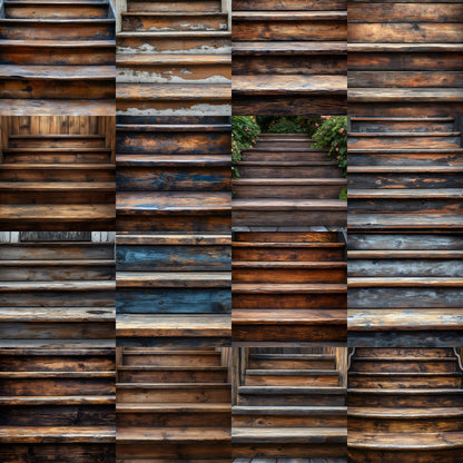 Rustic Wooden Stairs Digital Backdrop, Vintage Photography Background for Portrait Landscape, Fine Art Photography
